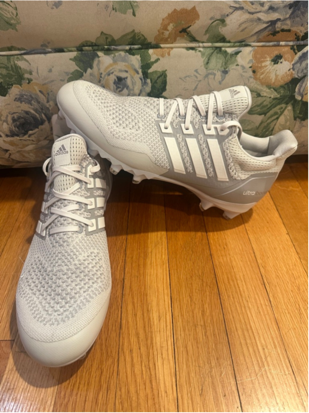 Adidas Ultraboost Football Cleats White Silver JP7409 Men's Size 12